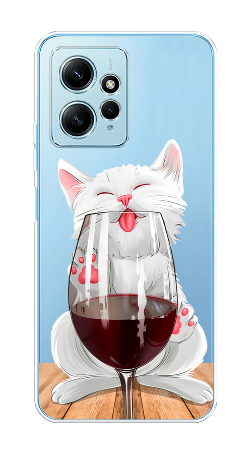 

Чехол Homey на Xiaomi Redmi Note 12 4G "Кот с бокалом", Прозрачный;белый;красный, 318350-1