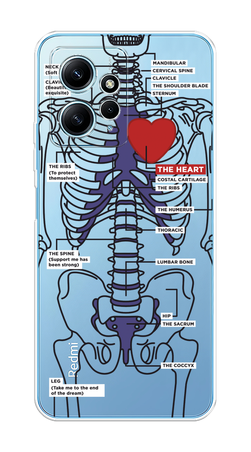 

Чехол Homey на Xiaomi Redmi Note 12 4G "Скелет человека", Прозрачный;синий;красный, 318350-1