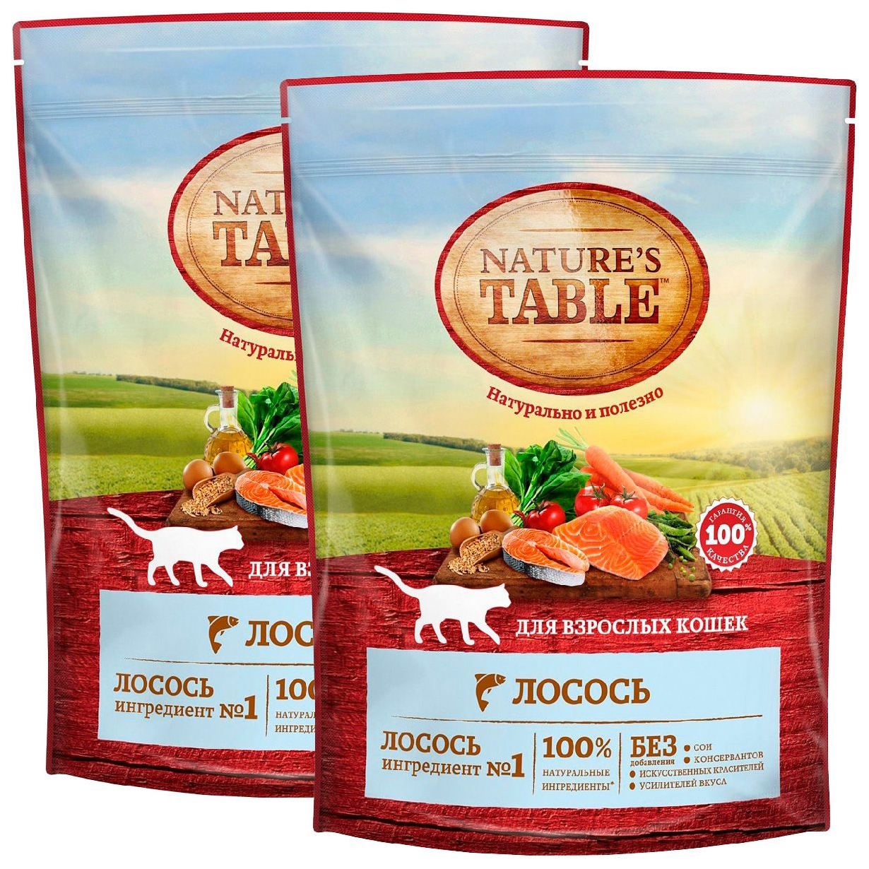 

Сухой корм для кошек Nature's Table лосось, 2 шт по 0,65 кг