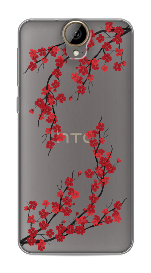 

Чехол на HTC One E9 Plus "Красная сакура", Красный;черный, 102250-2