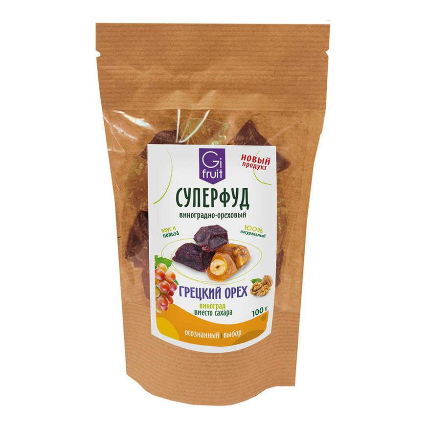 Конфеты ореховые Gifruit виноград-грецкий орех 100 г