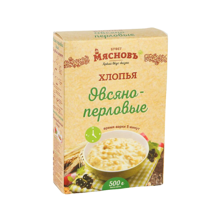 

Хлопья МясновЪ БУФЕТ овсяно-перловые 500 г