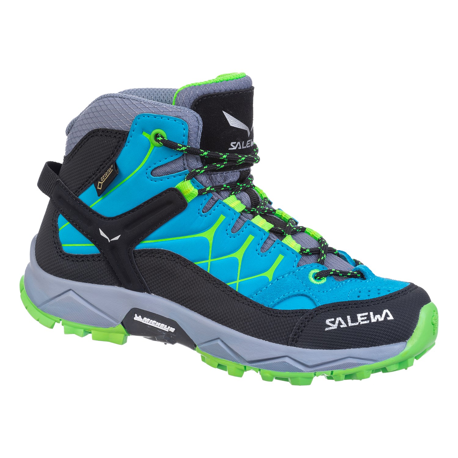 фото Кроссовки salewa alp trainer mid gore-tex blue danube/fluo green (eur:30)