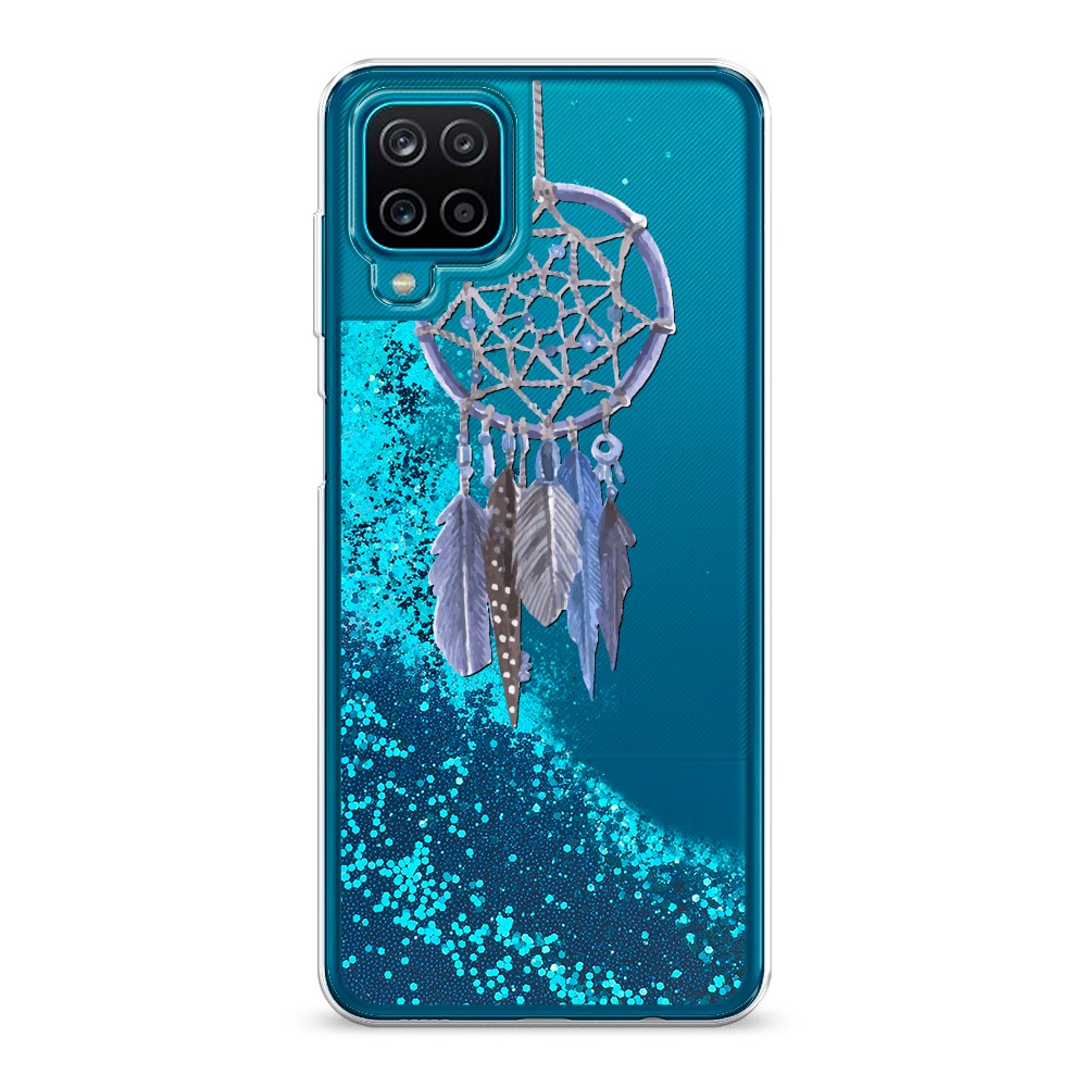 фото Жидкий чехол с блестками "синий ловец снов акварель" на samsung galaxy a12 awog