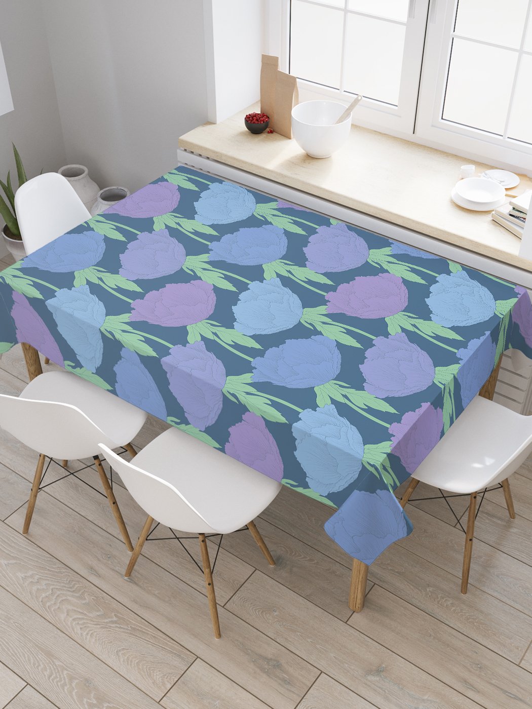 

Скатерть прямоугольная JoyArty "Резные лепестки" из сатена, 180x145 см, Синий, Резные лепестки
