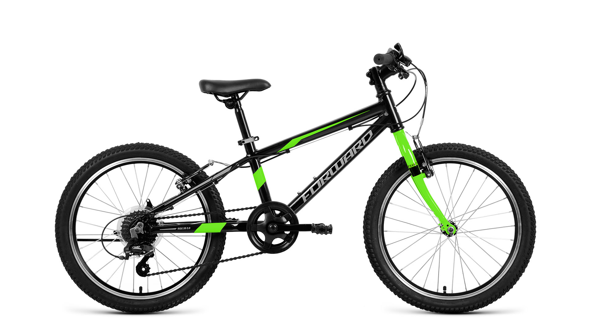 фото Велосипед forward rise 20 2.0 2021 черный/ярко-зеленый (дюйм:10,5)