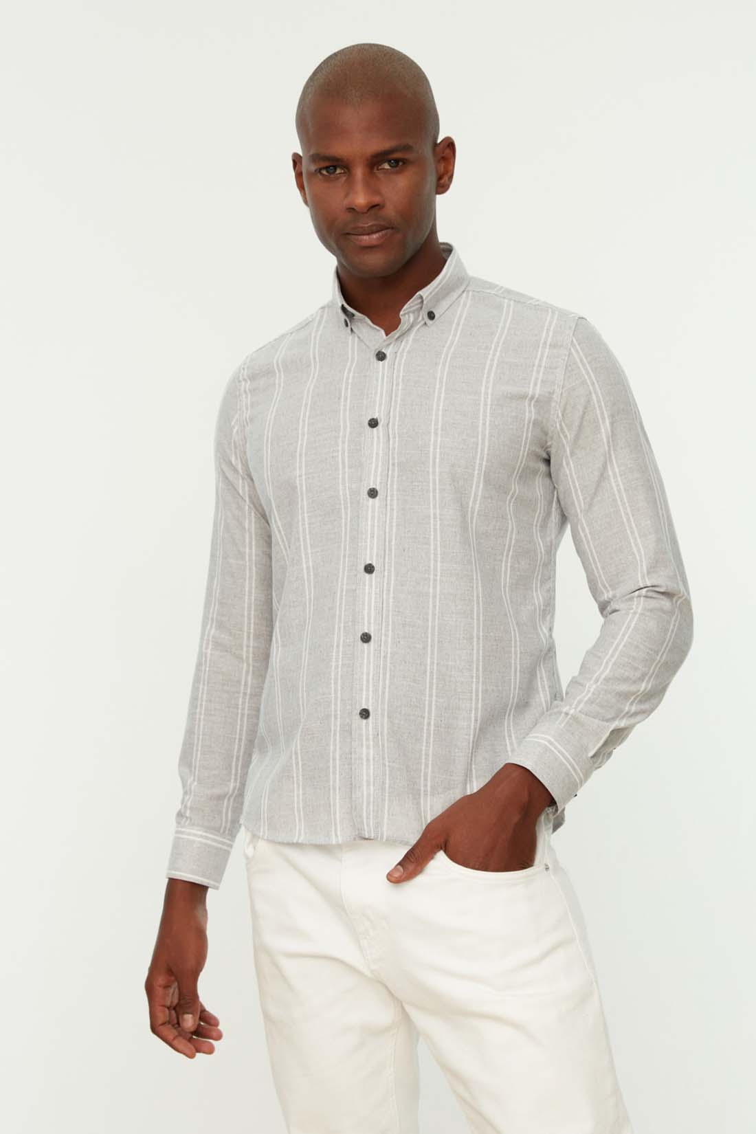 

Рубашка мужская Trendyol TMNSS20GO0092 серая M, Серый, trendyol TMNSS20GO0092