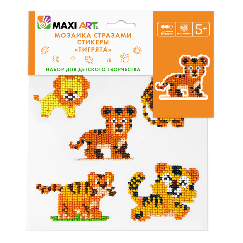 Мозаика cтразами Maxitoys Maxi Art Тигрята MA-KN0247-8