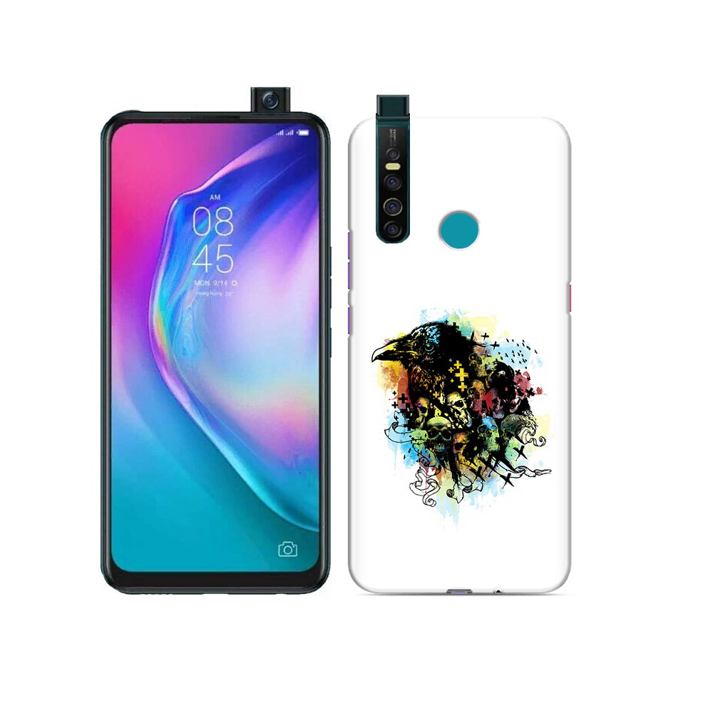 

Чехол MyPads Tocco для Tecno Camon 15 Pro ворон и черепа, Прозрачный, Tocco