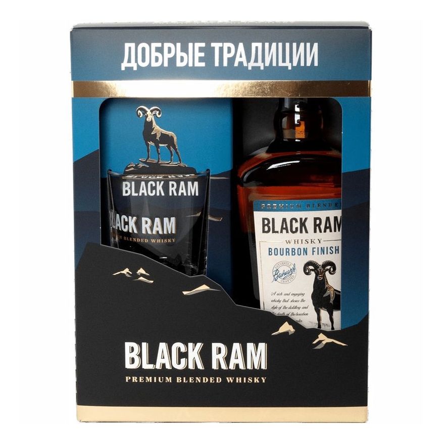 

Виски Black Ram Bourbon Finish 3 года купажированный 700 мл Болгария + Стакан