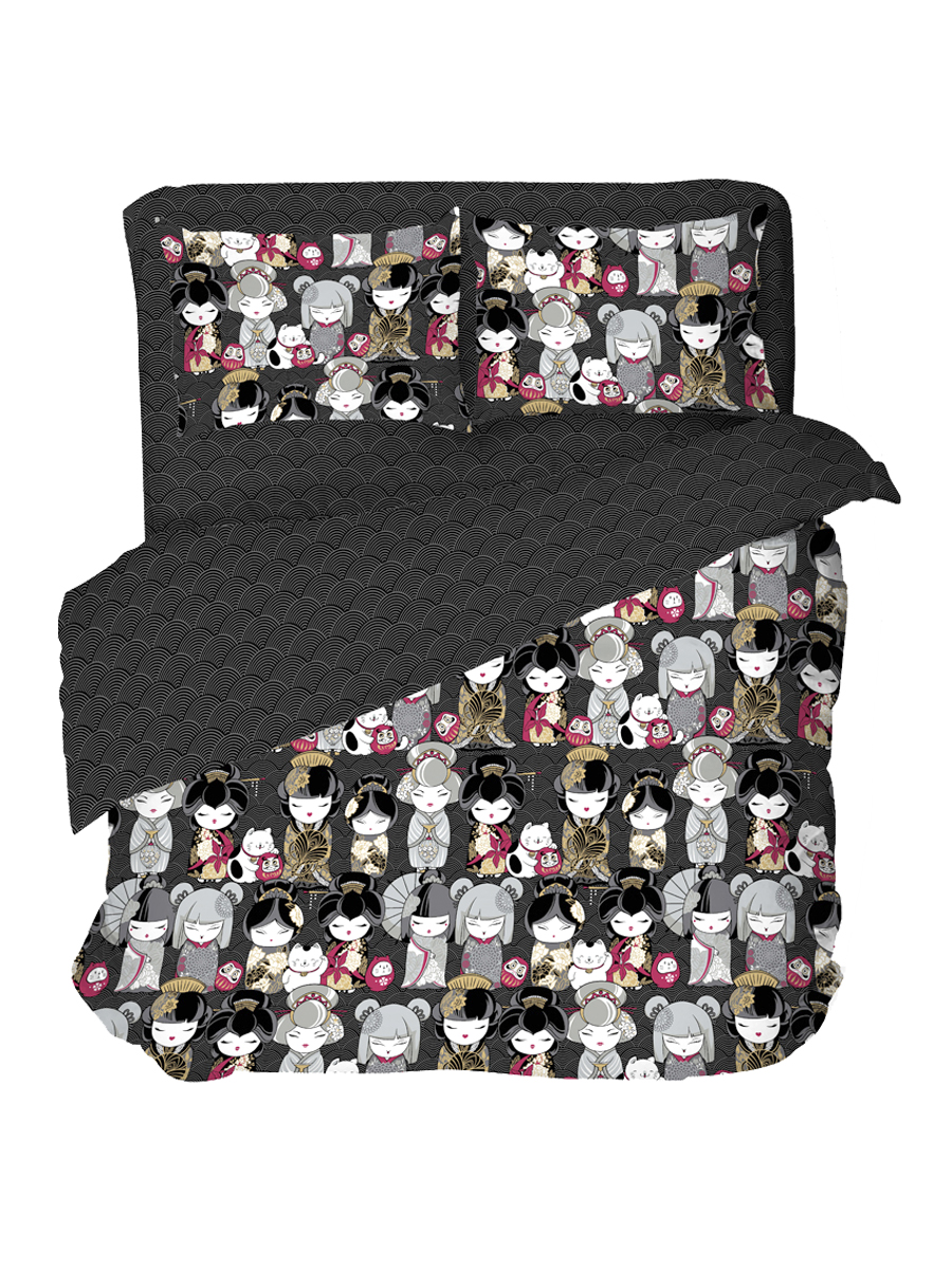 Постельное белье из поплина Uniqcute 2 спальное наволочки 50х70 см Акеми