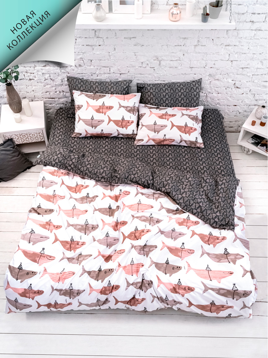 

Постельное белье из поплина Uniqcute 2 спальное наволочки 50х70 см Натсуми, КПБ Серия UQ