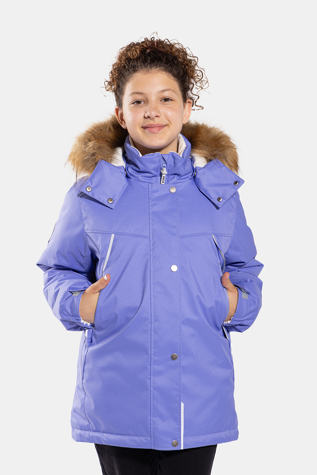 

Куртка детская Kisu W24-20301J, фиолетовый, 140, W24-20301J