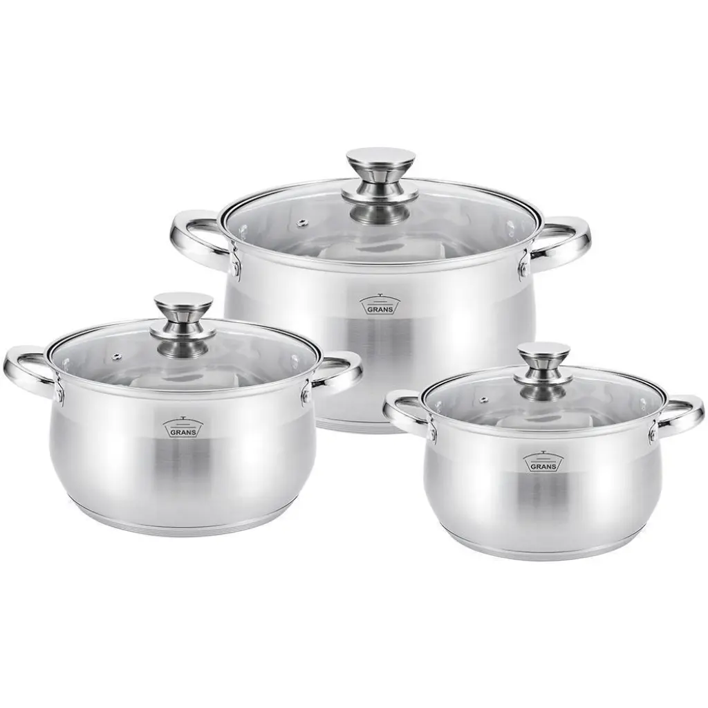

Набор кастрюль GRANS AG 703 сталь 2,9, 3,9, 6,5 л, AG 703