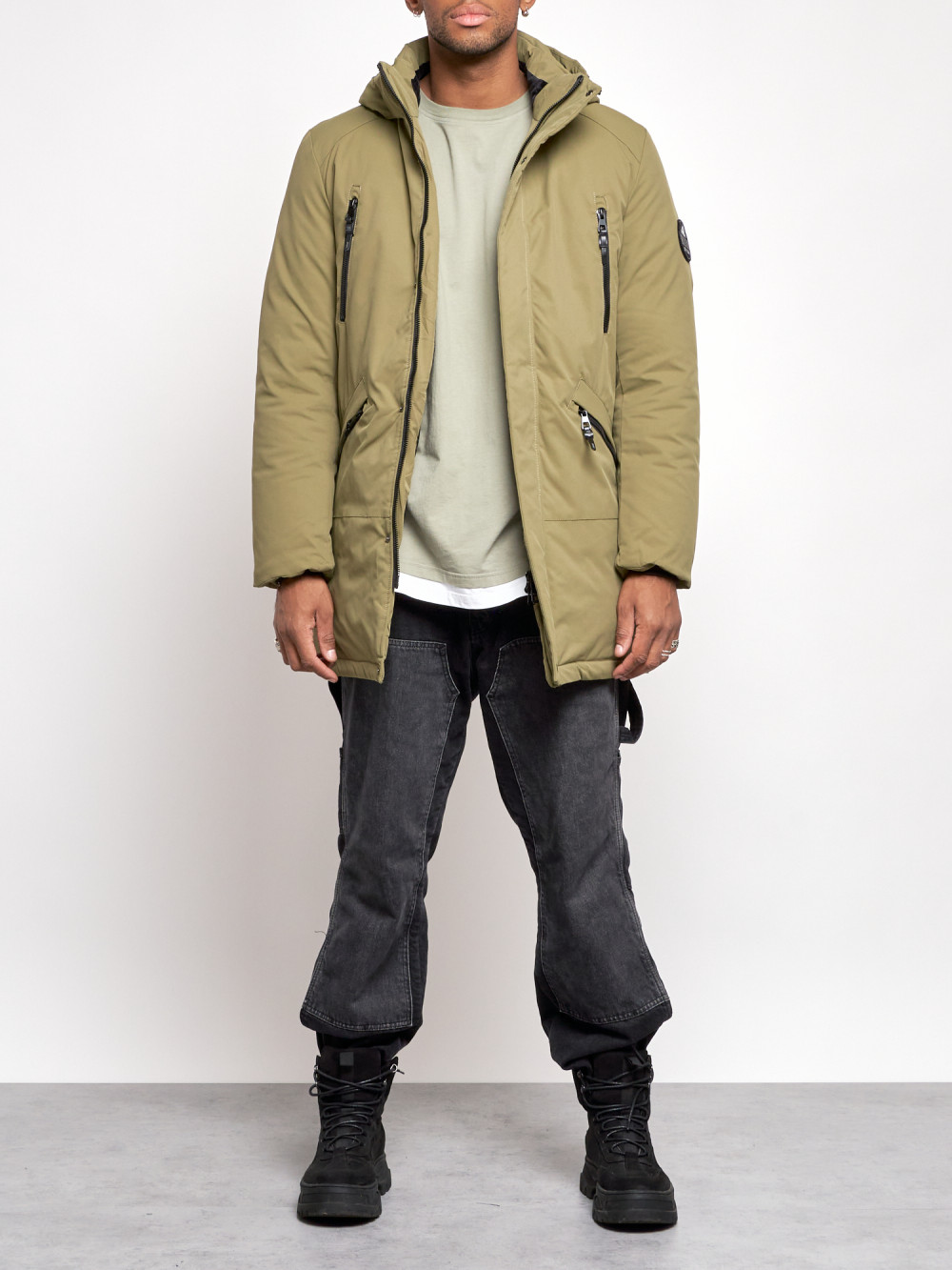 Зимняя куртка мужская AD8305 зеленая XXL