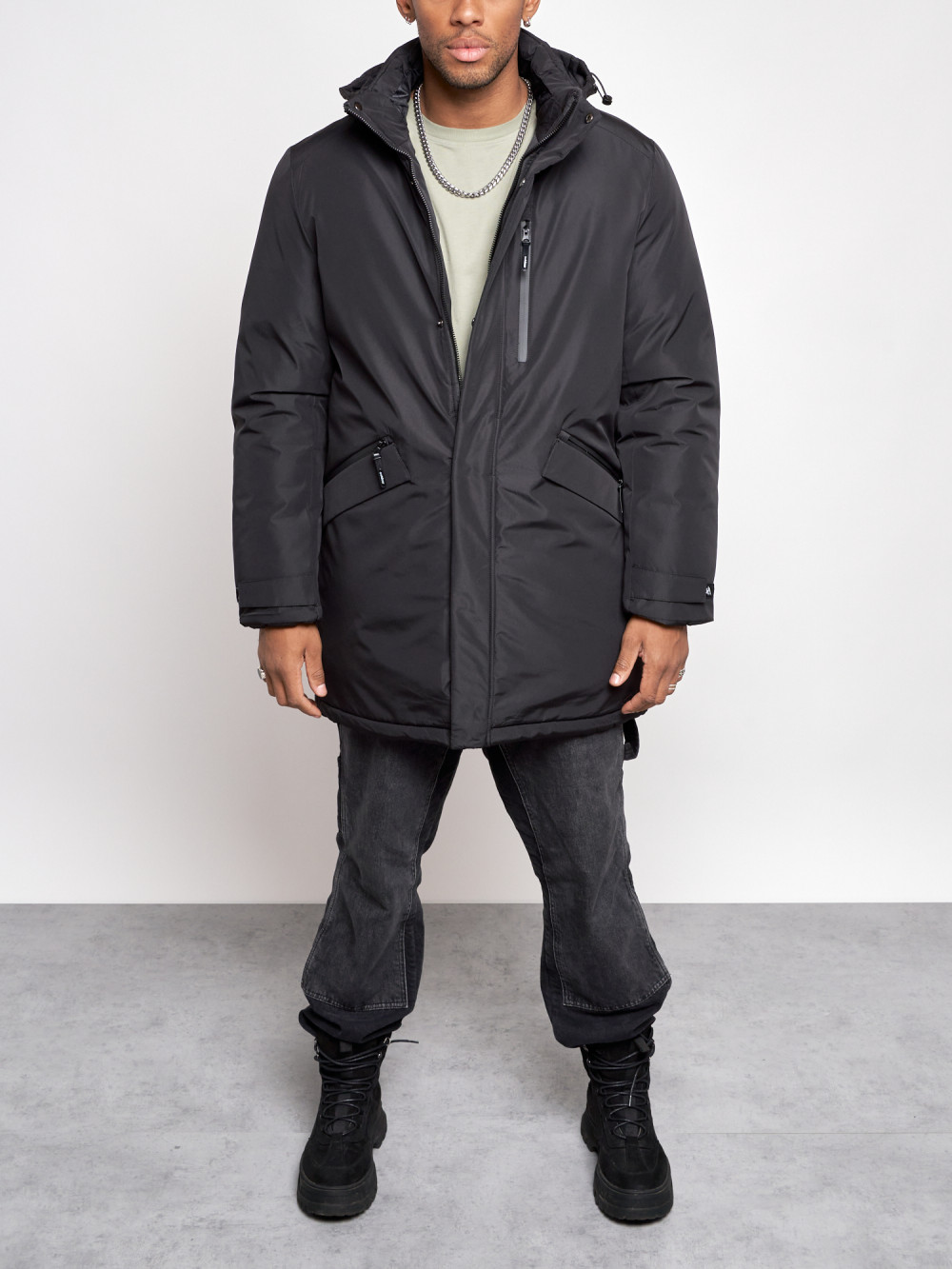 Зимняя куртка мужская AD8302 черная 3XL