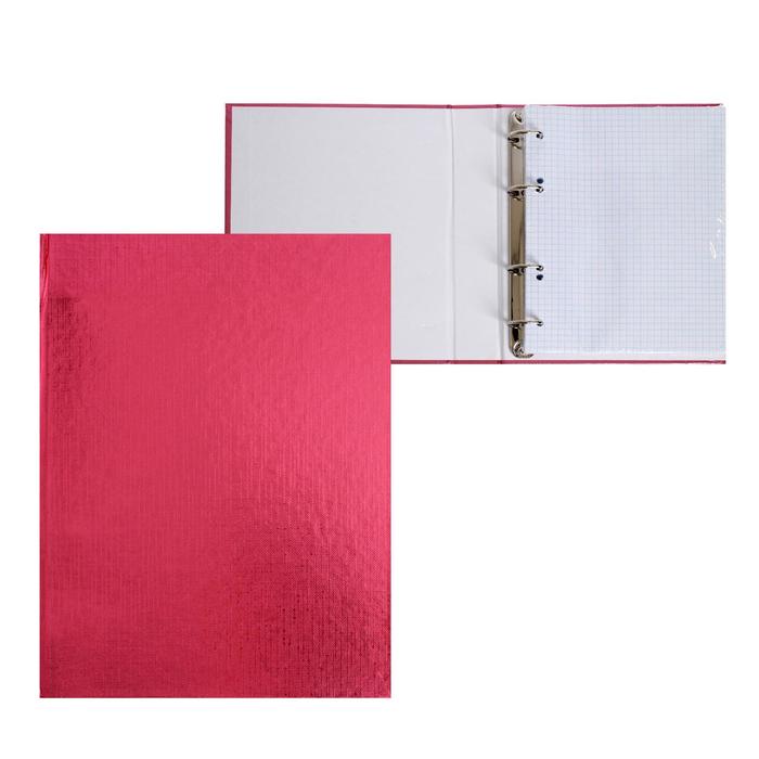

Тетрадь Hatber METALLIC на 4 кольцах А5, 120л. в клетку розовая