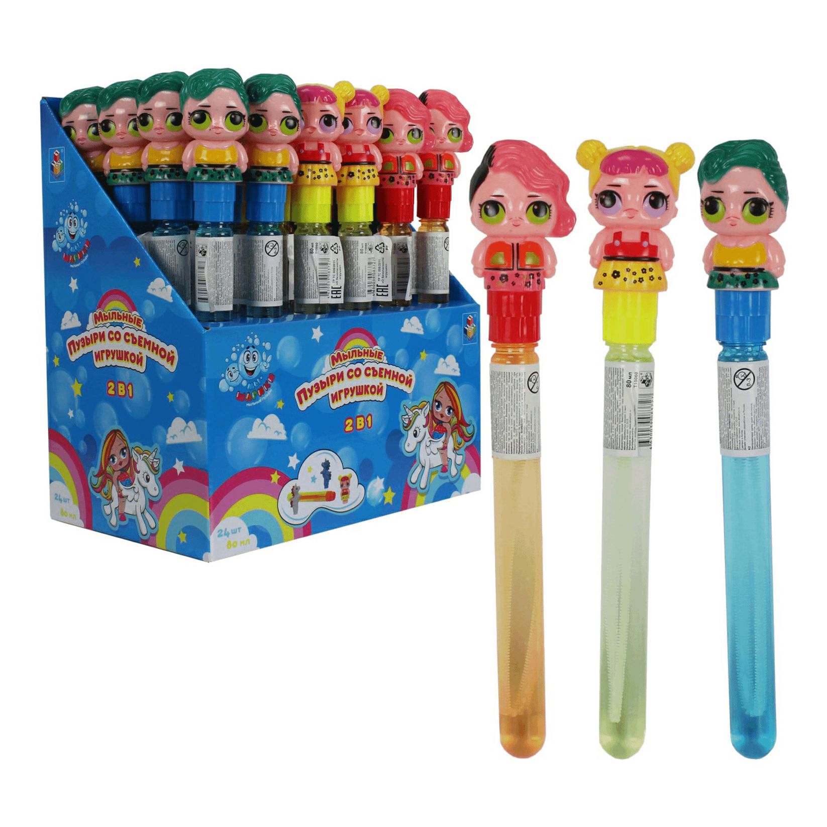 

Мыльные пузыри 1toy Т15060 Мы-шарики! со съемной игрушкой Куколка, 80 мл.