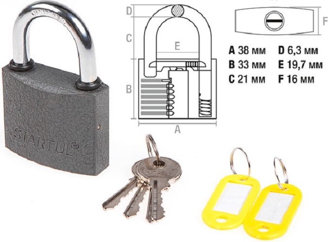 Замок навесной STARTUL Standart 38 мм ST9084-38