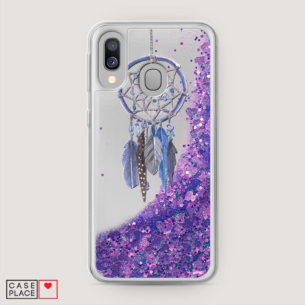 

Жидкий чехол с блестками "Синий ловец снов акварель" на Samsung Galaxy A40