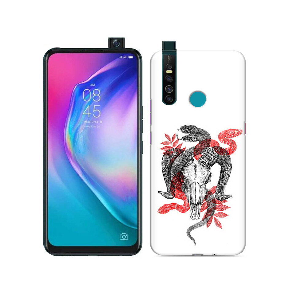 

Чехол MyPads Tocco для Tecno Camon 15 Pro змея в черепе рисунок, Прозрачный, Tocco