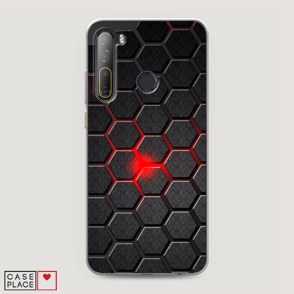 

Чехол на HTC Desire 20 Pro "Соты красные", Красный;черный;серый, 102750-3