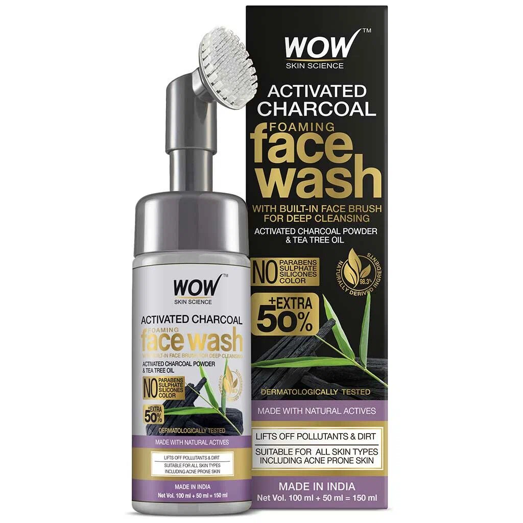 

Пенка для умывания WOW Skin Science с активированным углём и маслом чайного дерева, 150 мл