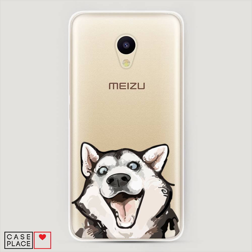 

Чехол Awog на Meizu M5c "Радостный хаски", Белый;голубой;черный, 72350-1