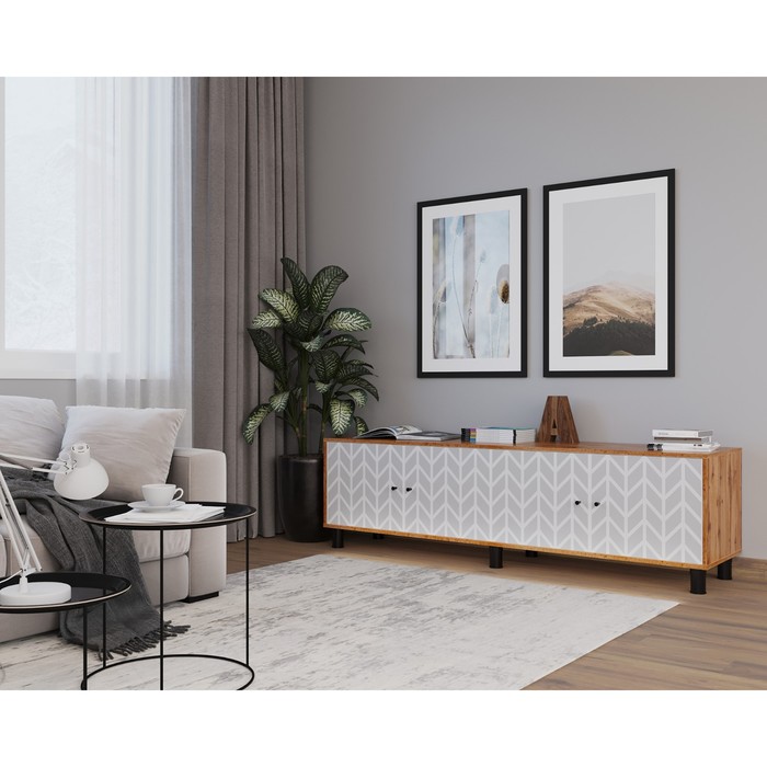 

Тумба для ТВ HYGGE Зигзаг 1844х451х530 Дуб/Белый