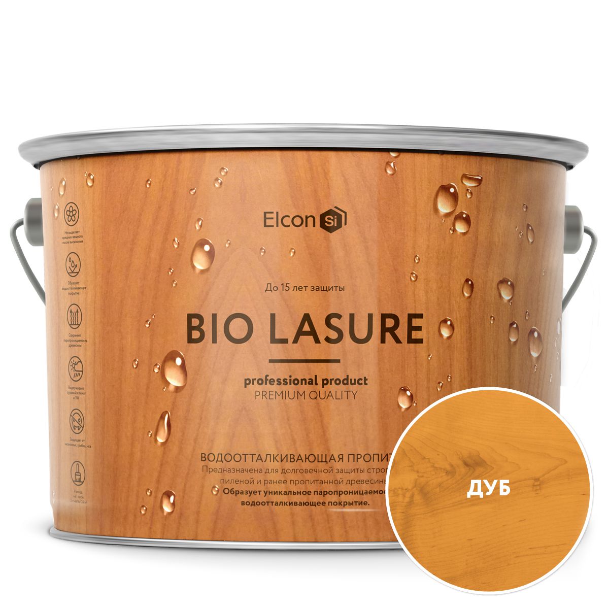 Водоотталкивающая пропитка Elcon Bio Lasure для дерева (дуб; 9 л) 00-00461962