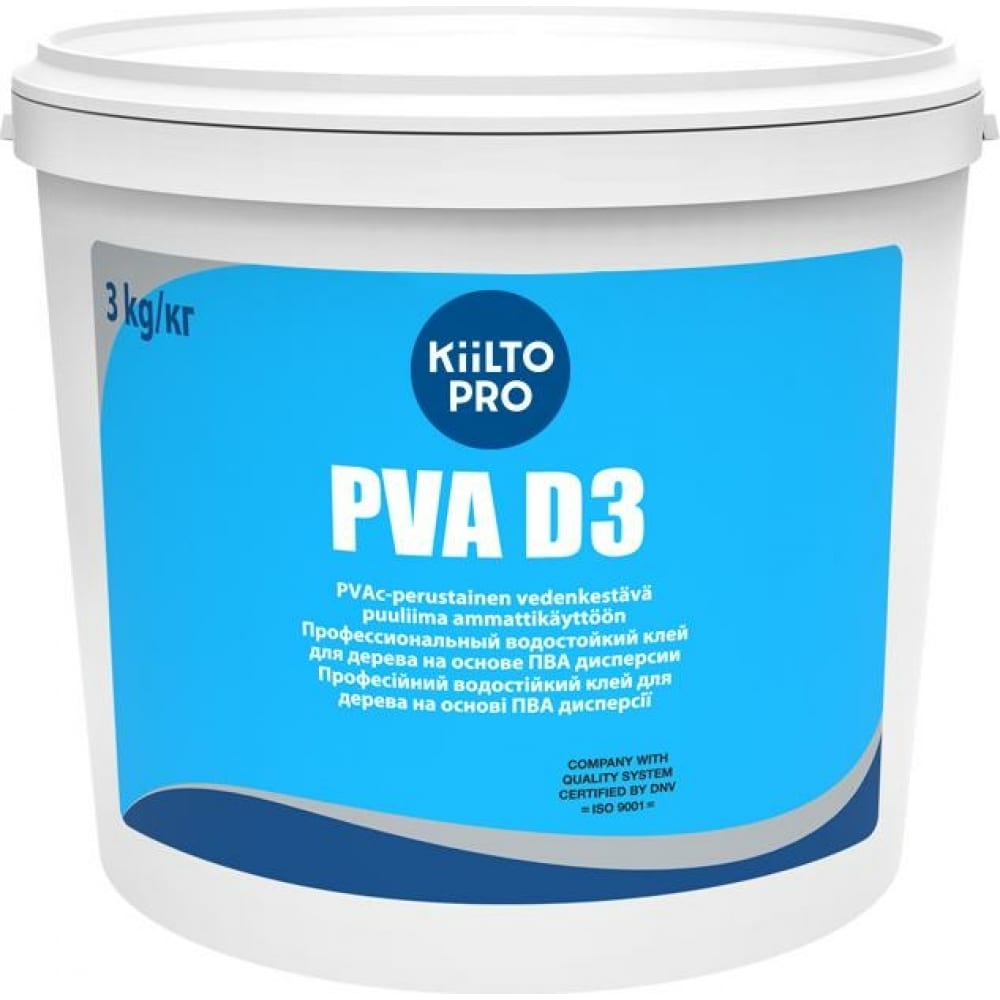 Клей водостойкий для дерева на основе ПВА дисперсии KIILTO PVA D3 3 кг T6560.003