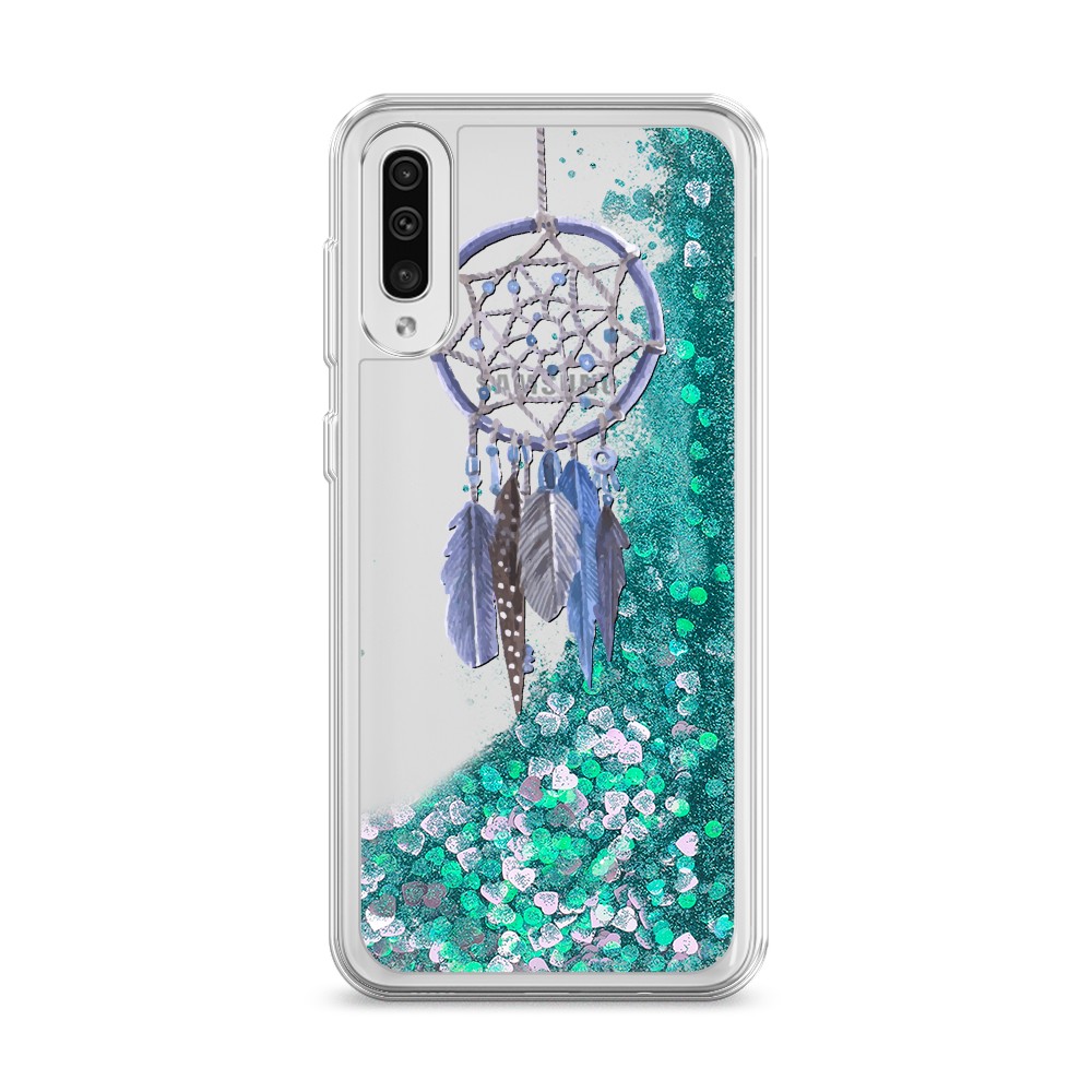 

Жидкий чехол с блестками "Синий ловец снов акварель" на Samsung Galaxy A50, 27795-1