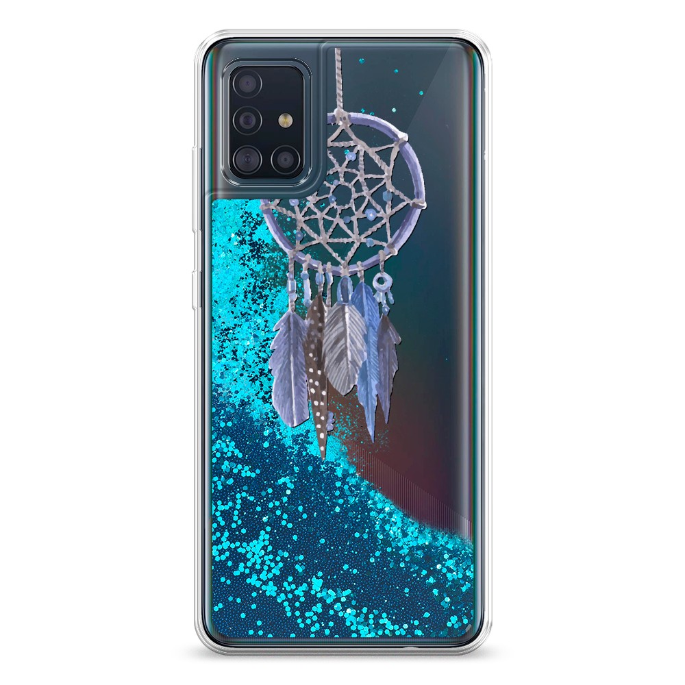 

Жидкий чехол с блестками "Синий ловец снов акварель" на Samsung Galaxy A51