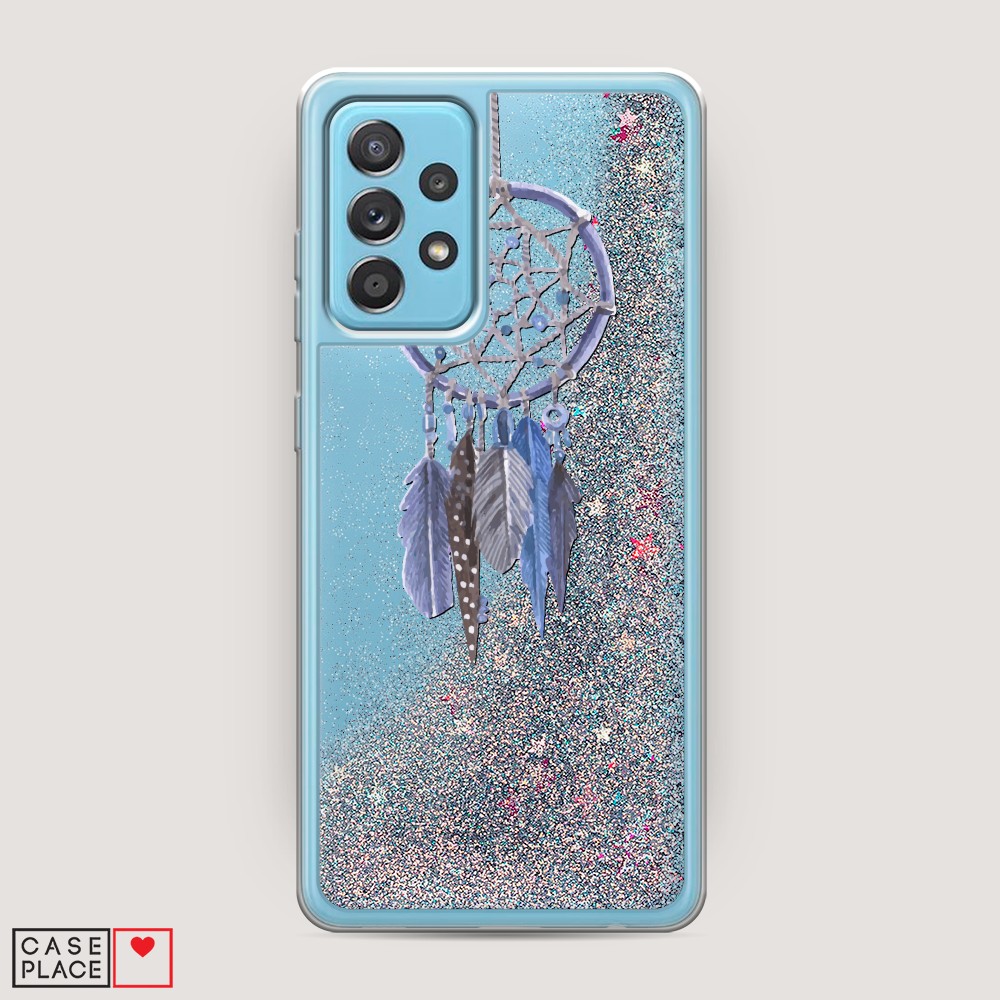фото Жидкий чехол с блестками "синий ловец снов акварель" на samsung galaxy a52 awog