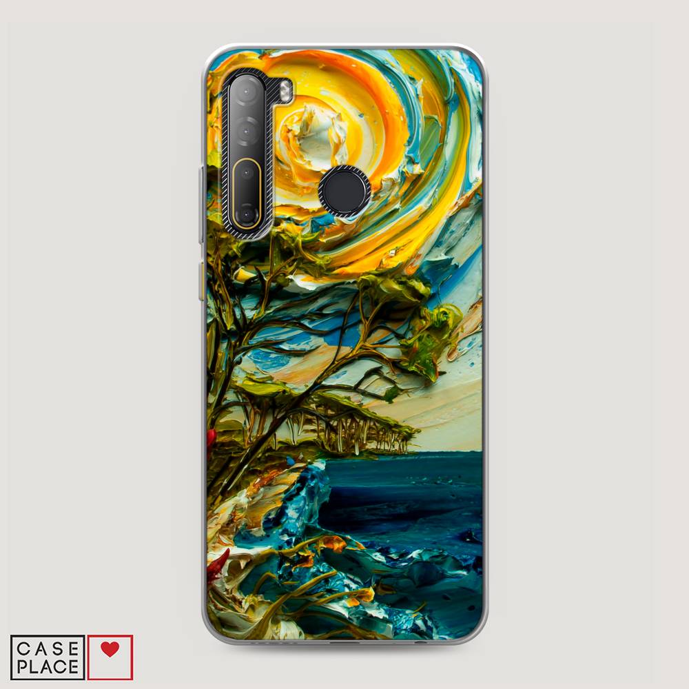 

Чехол на HTC Desire 20 Pro "Солнце живопись", Желтый;синий, 102750-4
