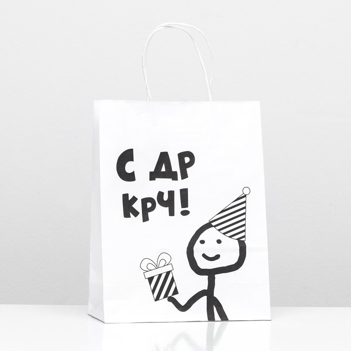 

Пакет подарочный С др короче!, 24 х 10,5 х 32 см, 1 шт, Белый