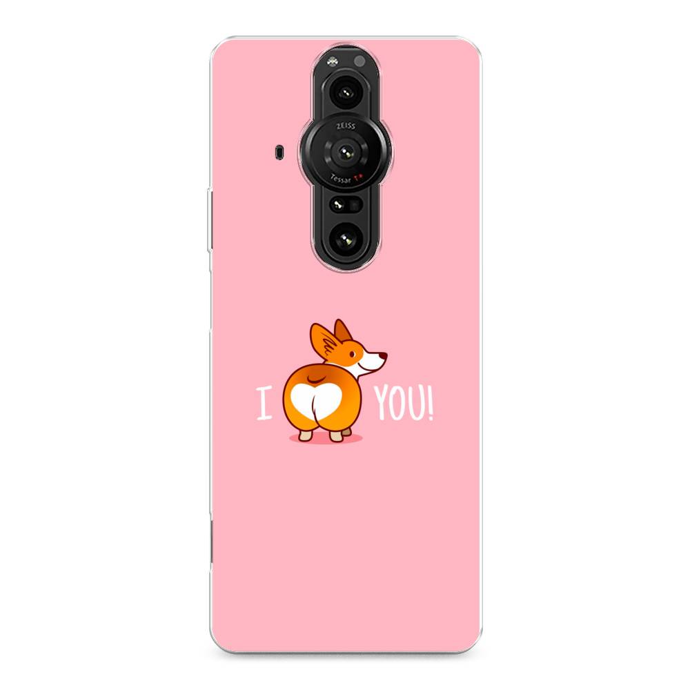 

Чехол на Sony Xperia Pro-I "Корги I love you", Розовый;коричневый;белый, 55050-1