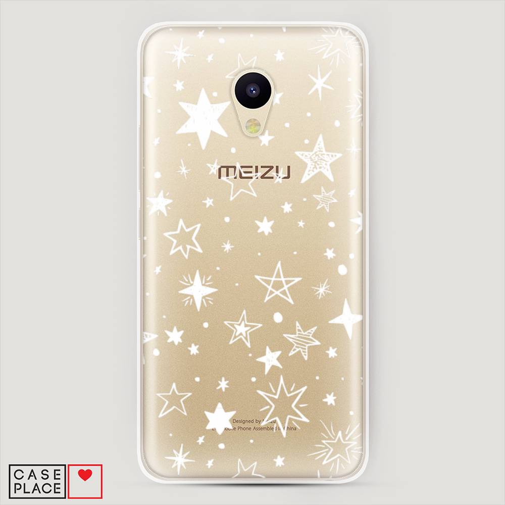 

Чехол Awog на Meizu M5c "Звездочки графика белая", Прозрачный;белый, 72350-7