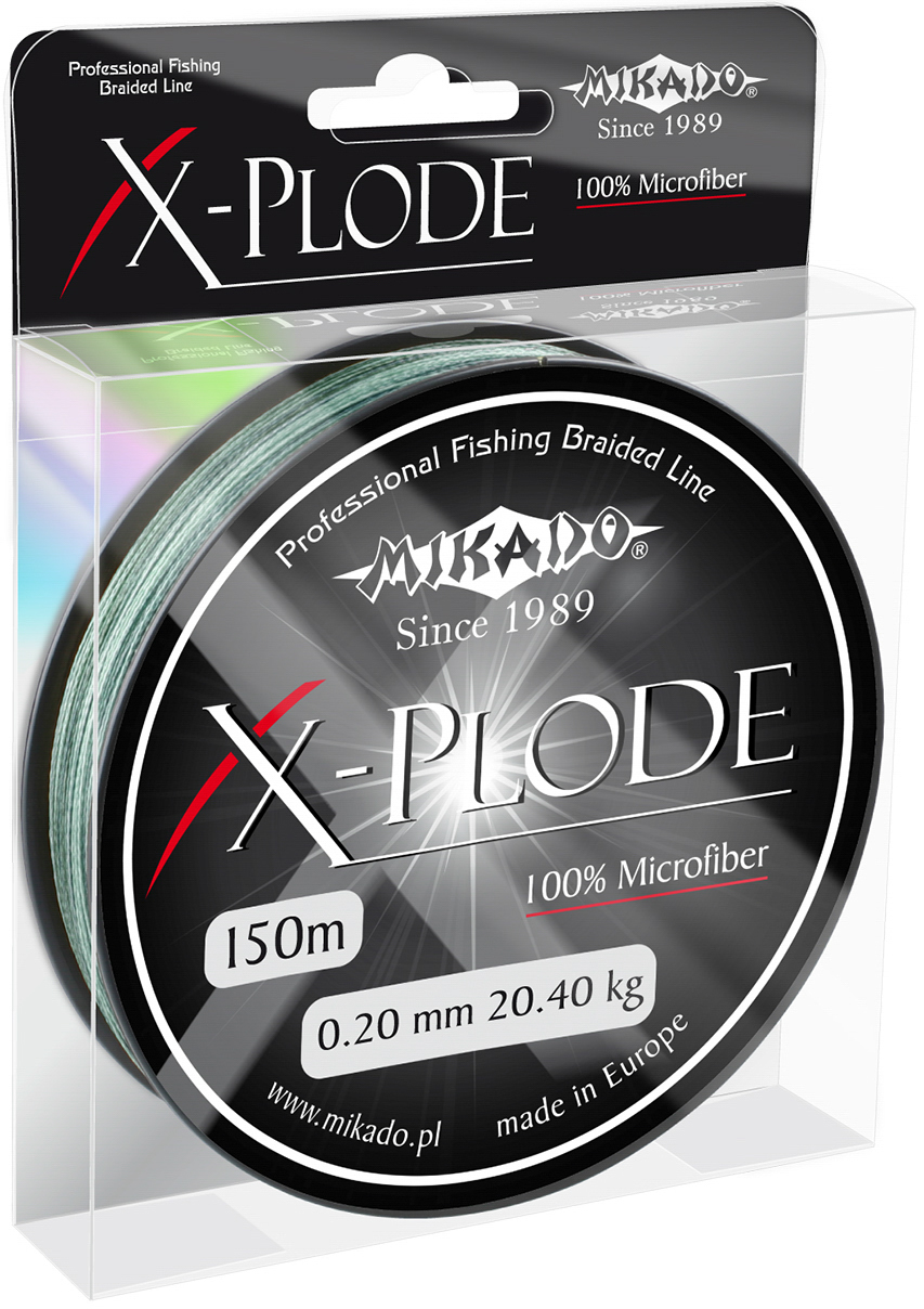 Плетеный шнур Mikado X-PLODE 0,20 green (150 м) - 20.40 кг.