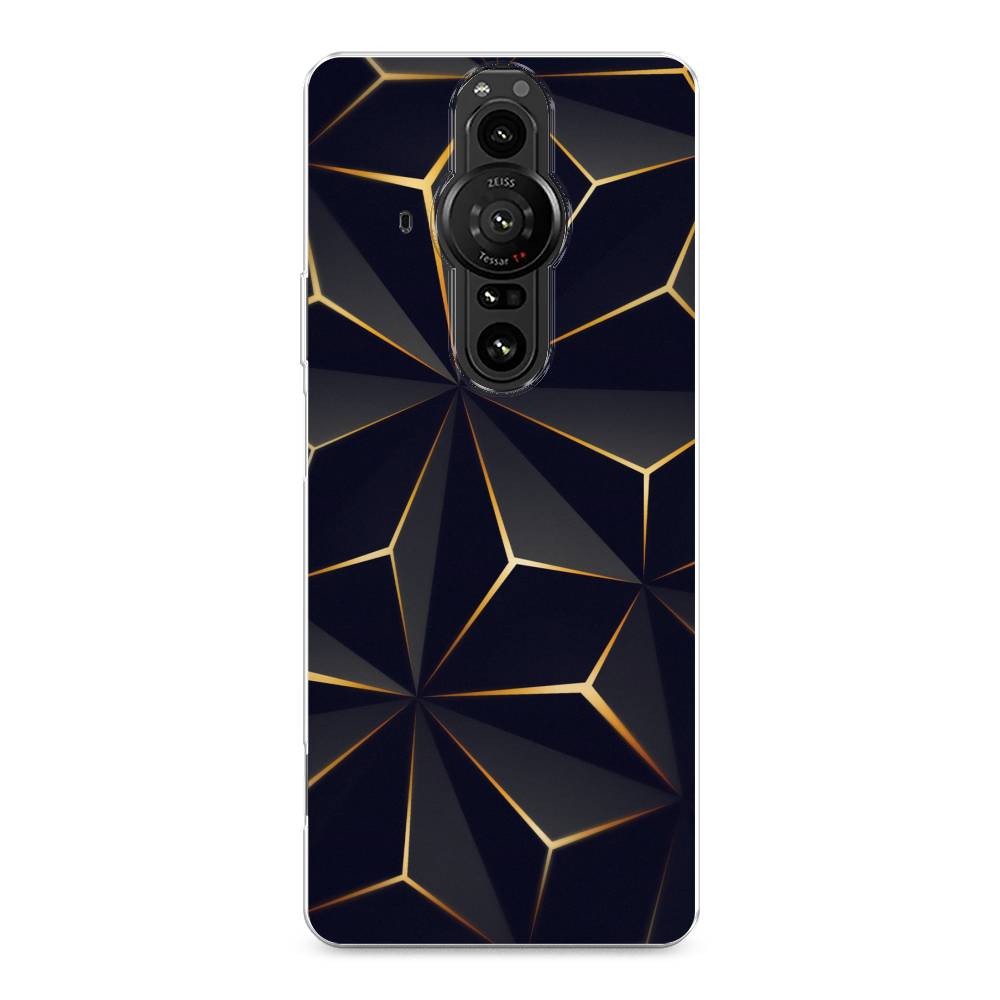 

Чехол на Sony Xperia Pro-I "Черные полигоны", Золотистый;черный, 55050-3