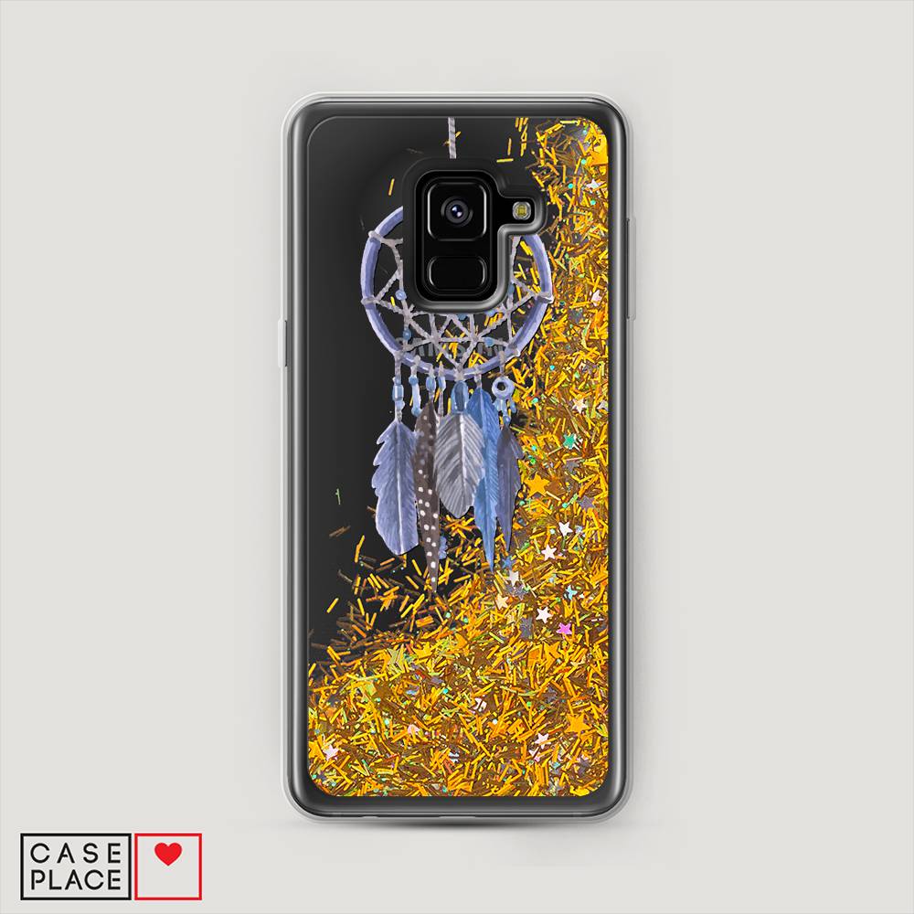 

Жидкий чехол с блестками "Синий ловец снов акварель" на Samsung Galaxy A8 2018