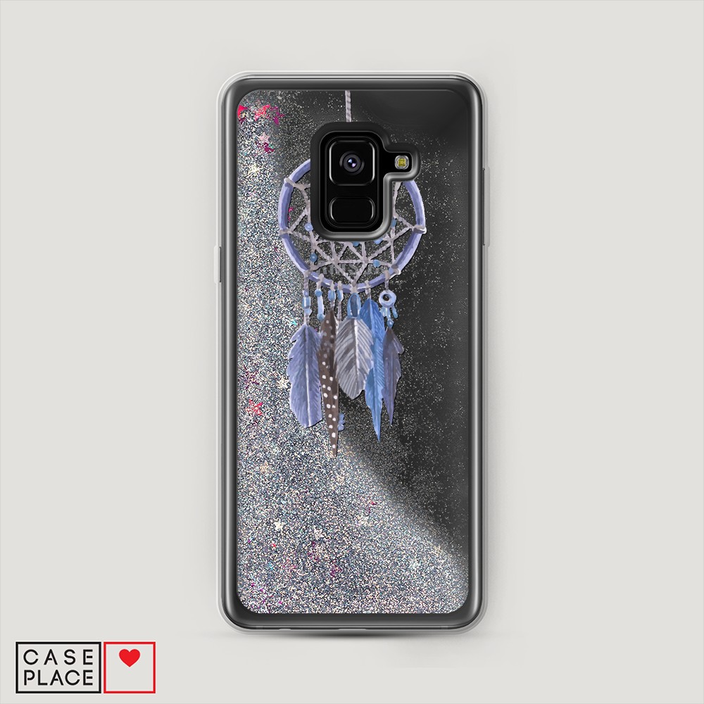 

Жидкий чехол с блестками "Синий ловец снов акварель" на Samsung Galaxy A8 2018, 25491-1