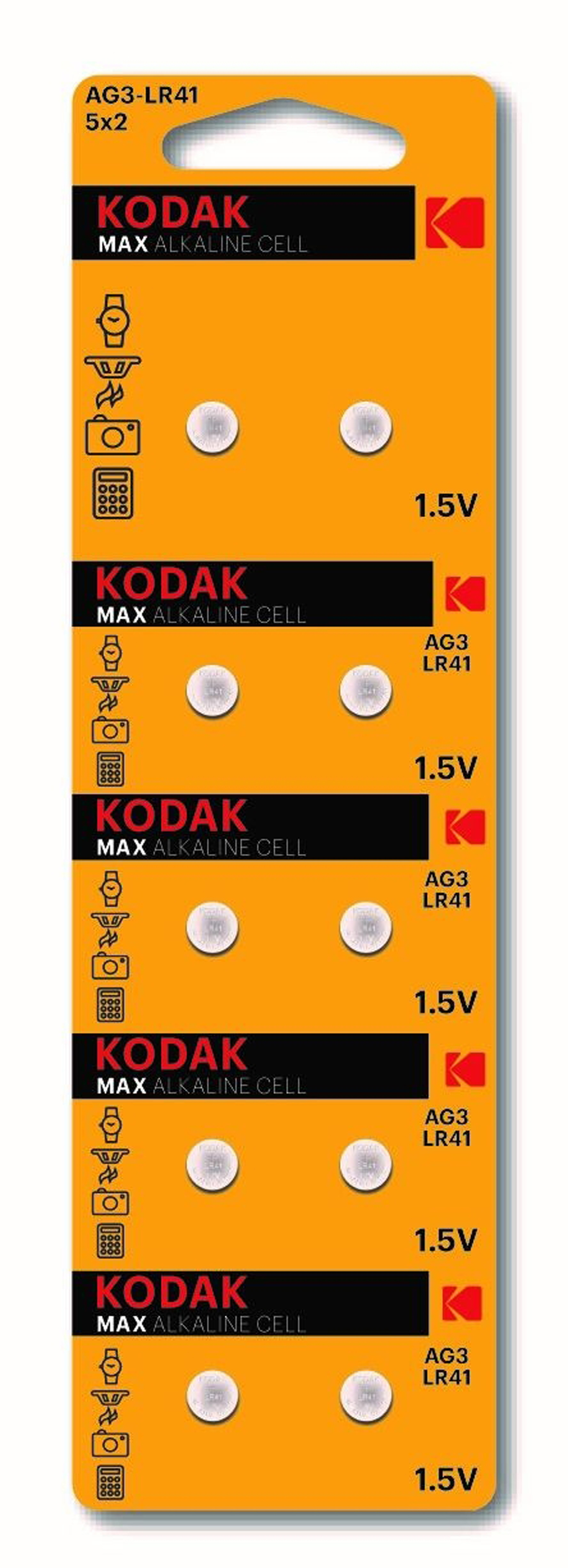 Батарейки Kodak часовая AG03 (392) LR736, LR41 BL10, комплект 60шт. (6 упак. х 10шт.)