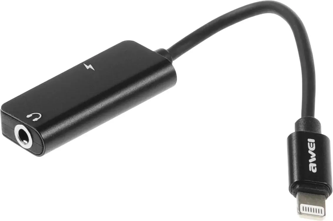 

Переходник Lightning - Lightning/mini-Jack 3.5mm 0,1 м, черный