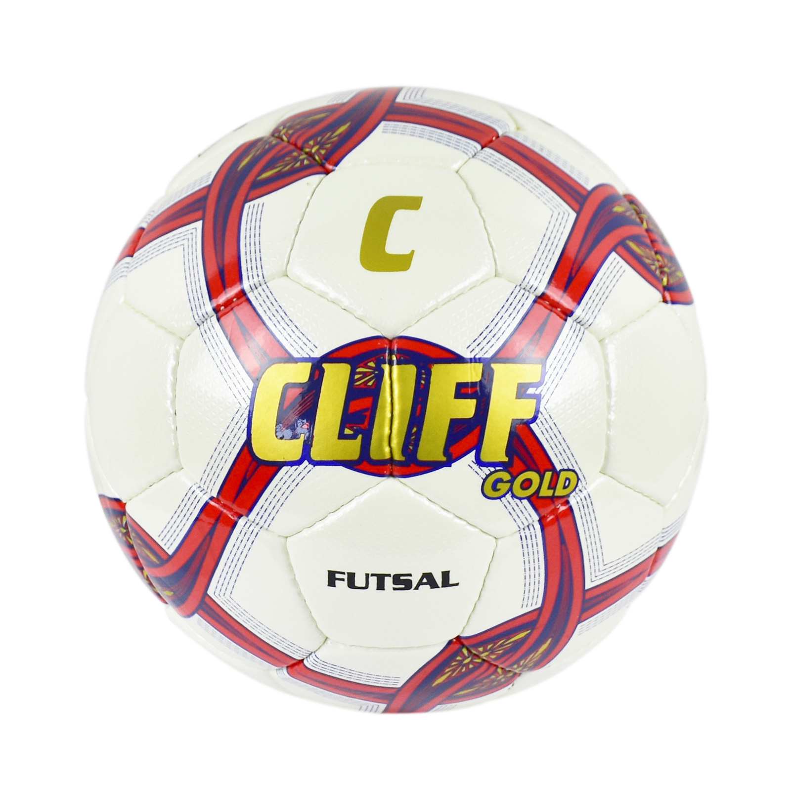 

Мяч футбольный CLIFF 7069 Gold,  размер, без отскока, PU Cristal, бело-красно-золотой, Белый