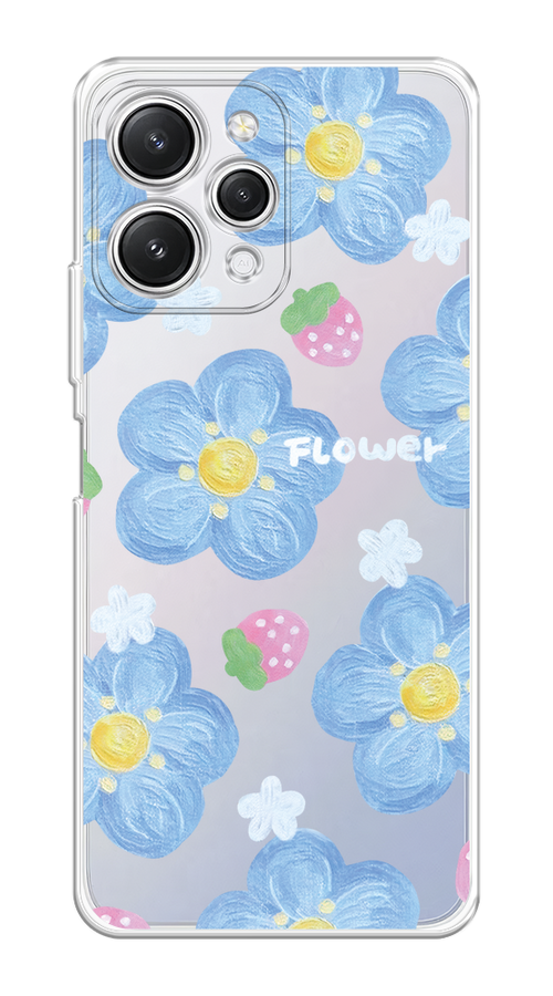 

Чехол Homey на Xiaomi Redmi 12 "Цветы и клубники", Прозрачный;голубой;белый, 319250-1