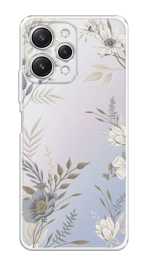 

Чехол Homey на Xiaomi Redmi 12 "Цветы сепия", Серый;прозрачный;зеленый;белый, 319250-1