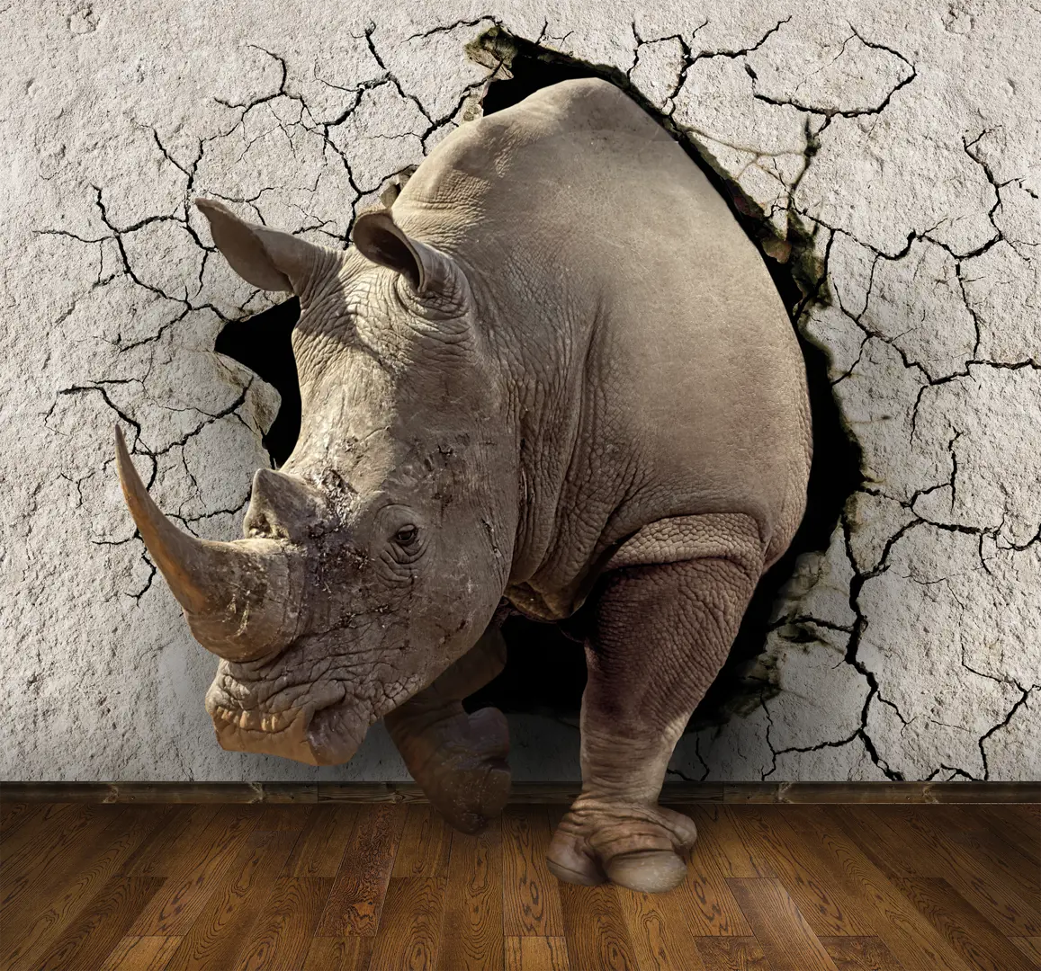 

Фотообои 3D Flizart «Носорог» флизелиновые 300x280 см L11-860, Разноцветный