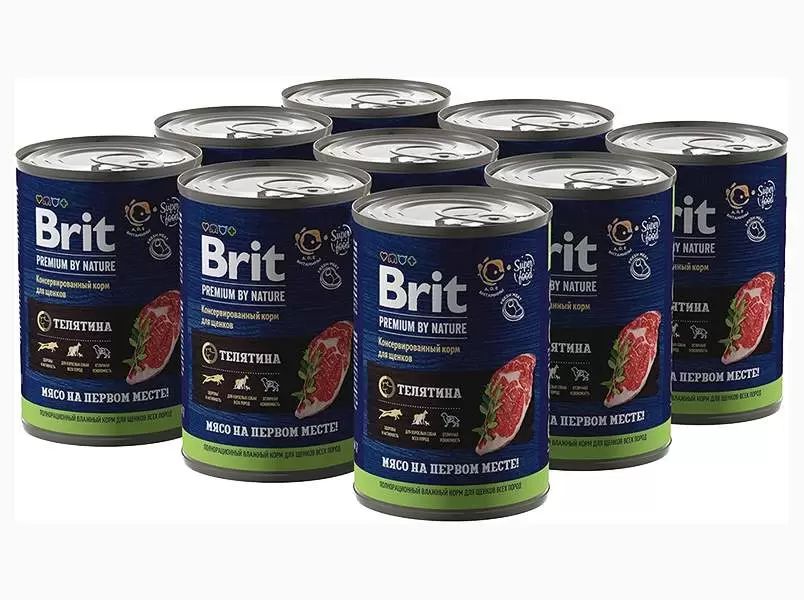 

Консервы для щенков BRIT PREMIUM BY NATURE DOG с телятиной, 9шт по 410г