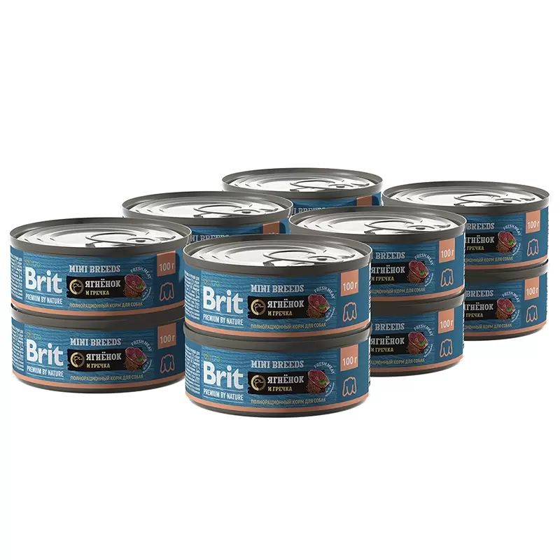 

Консервы для собак BRIT PREMIUM BY NATURE DOG с ягненком и гречкой, 12шт по 100г